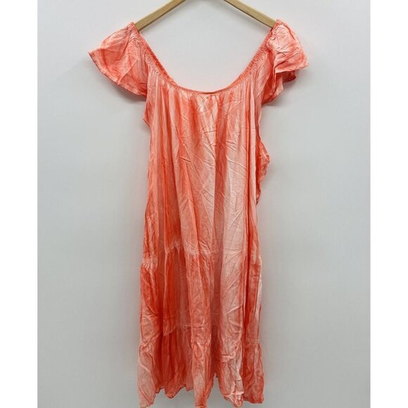 Raviya Women Plus Size 1X Pigment-Wash Off-The-Shoulder Dress Cover-Up Coral $54 - Picture 4 of 7